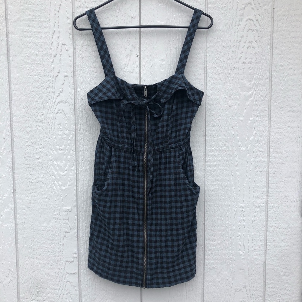 Zip front plaid jumper dress